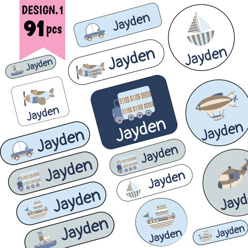 BOYS CAR Sticker Name Labels