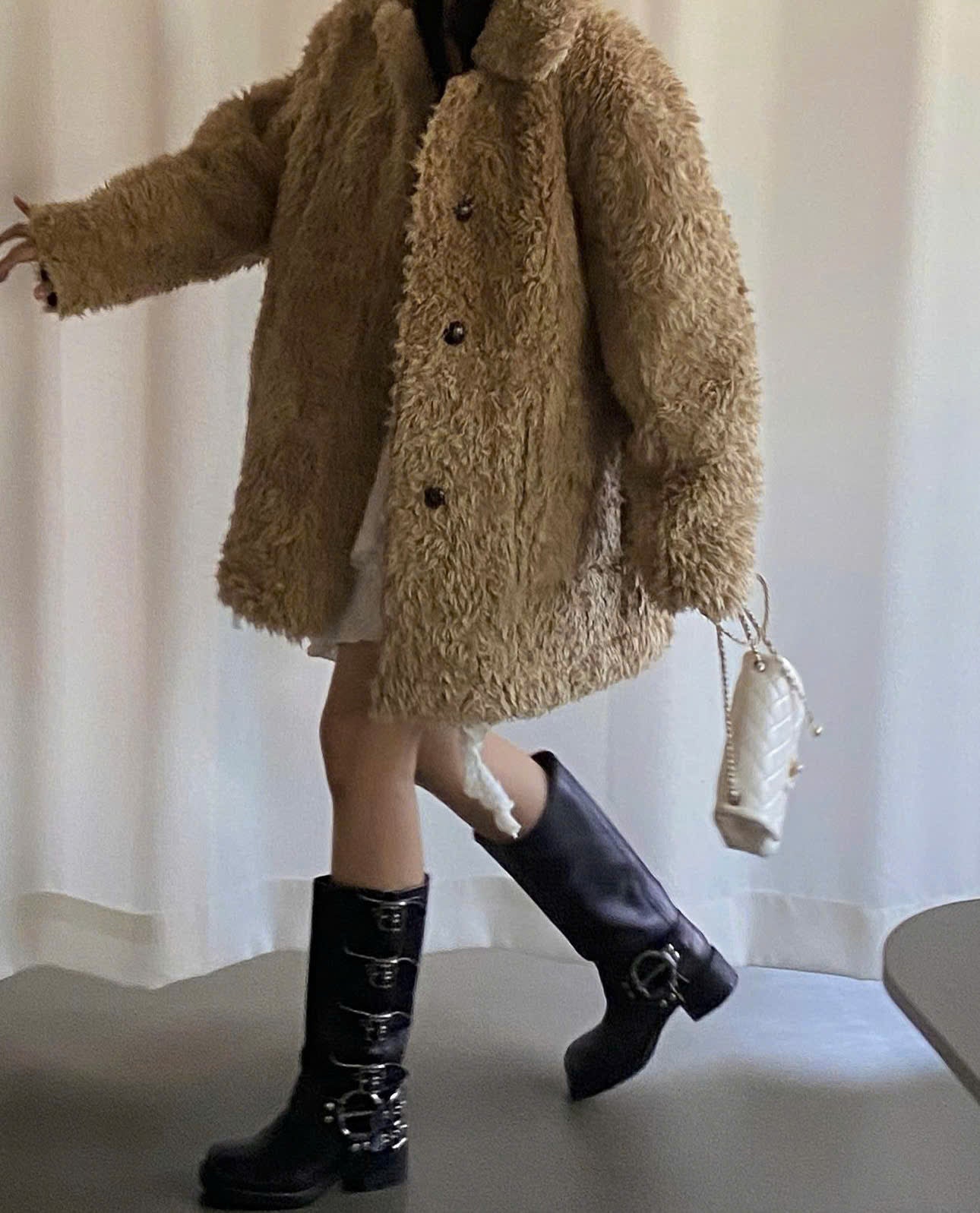 Reversible Shearling Coat Leather