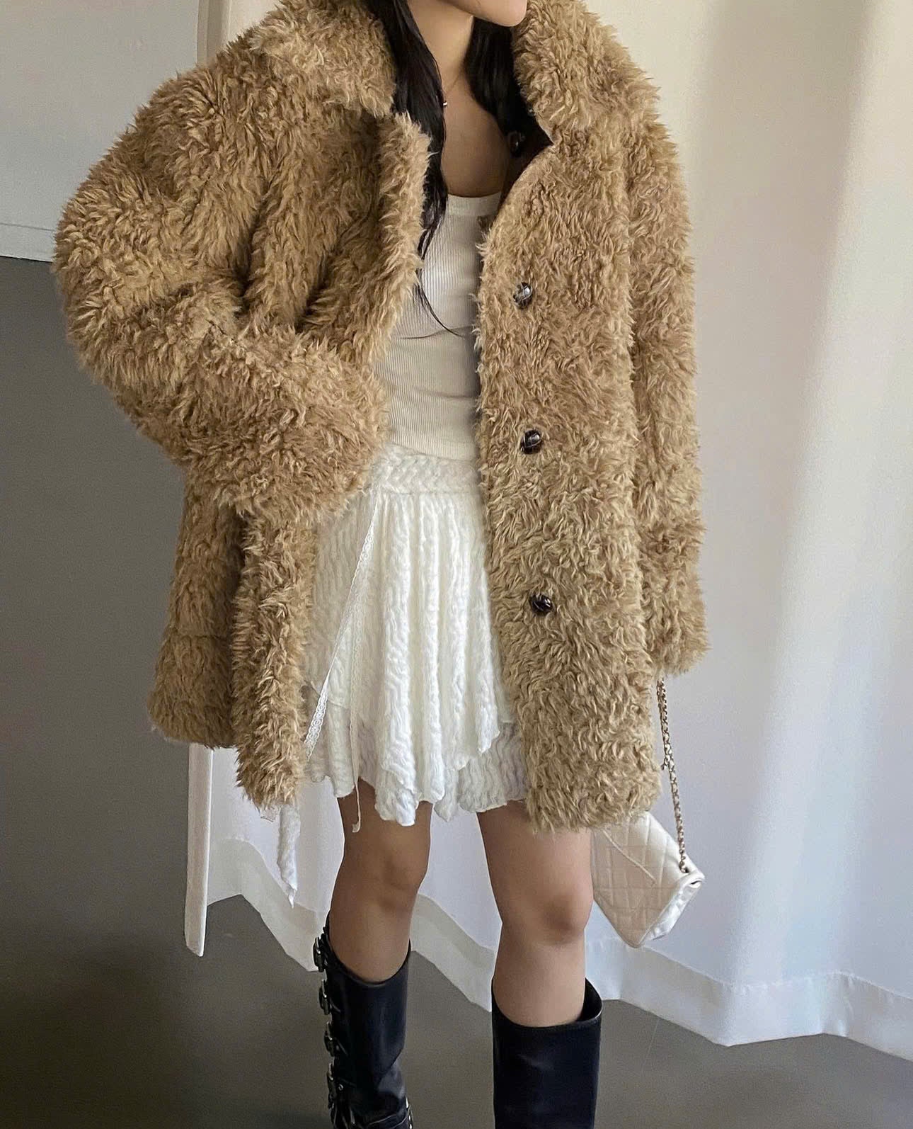 Reversible Shearling Coat Leather